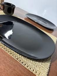 Bandeja Rectangular 35x25cm Vidrio Opal Negro