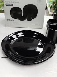 Plato Playo Cuadrado 20cm Vidrio Opal Negro