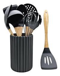 Set Utensilios Negro c/Contenedor x9 Carol