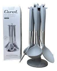 Set Utensilios Gris x7 c/Soporte Giratorio