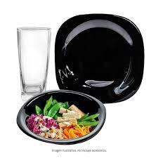 Plato Hondo Cuadrado 21cm Vidrio Opal Negro