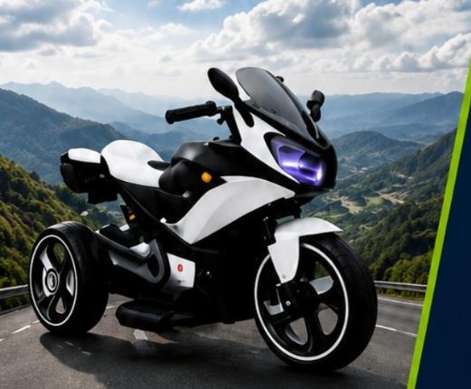 Moto a Batería Luz y Sonido 6V · Deportiva Blanca