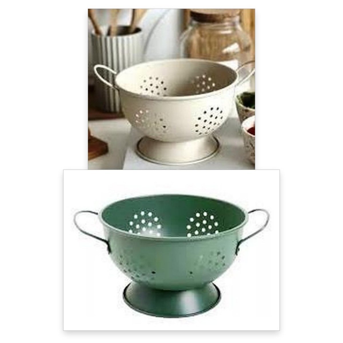 Colador de Pastas Acero Crema-Verde 20cm